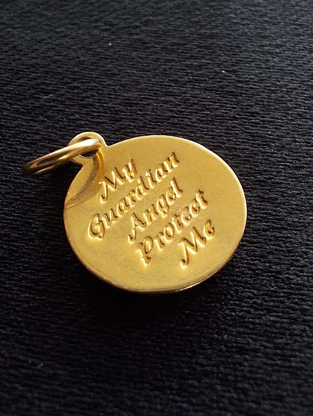 Vintage 14K Gold Cherub Angel Charm Pendant Guardian Angel Keepsake Double Sided - Picture 7 of 9